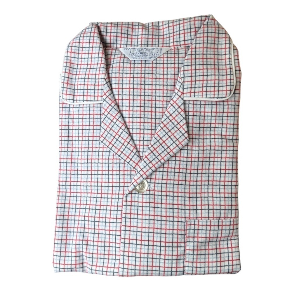 Vintage Permanent Press Flannel Button Up Pajama Shirt Men Medium NWT Plaid